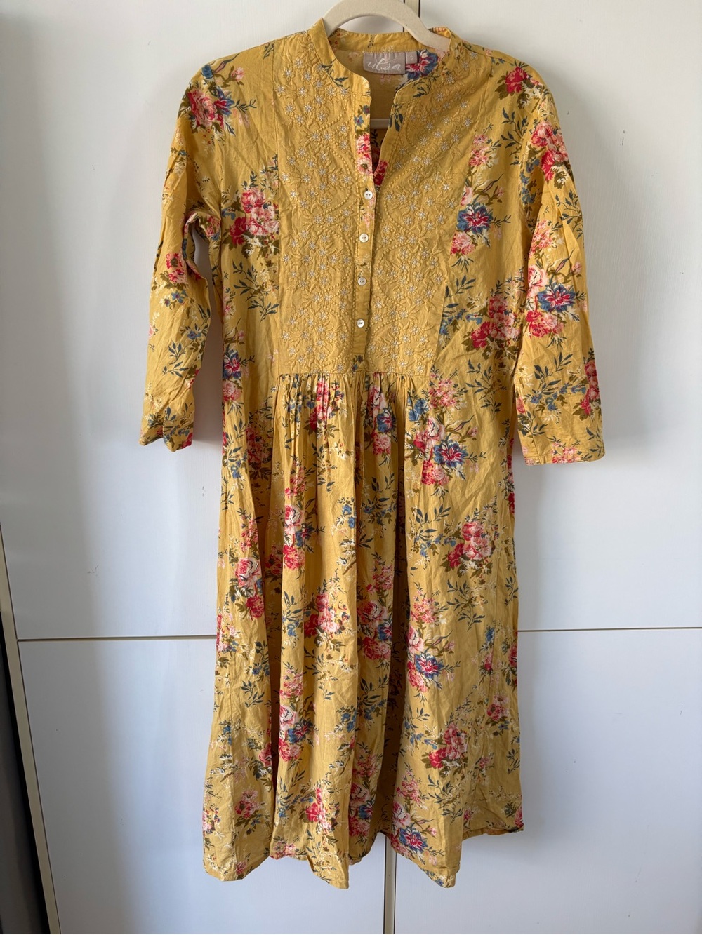 Floral Prairie Midi Maxi Dress Cottagecore Boho Cotton Country Embroidery Small - Picture 2 of 10